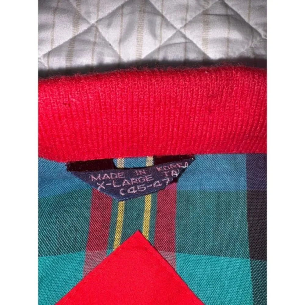 Vintage Par Four Harrington Jacket XL Tall Red Plaid Lined Made in Korea